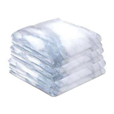 Imagem de Wassud Toalhas de cozinha com fundo de mármore branco panos de prato de cozinha pacote com 6 panos de prato macios com laço para pendurar toalha de mão super absorvente de secagem rápida toalhas de