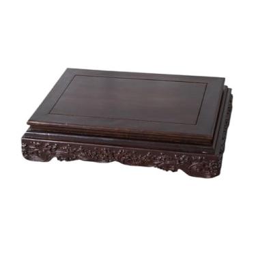 Imagem de x3anggyt5 Decoração de casa base retangular ébano suporte para plantas, escultura interna, onda, bonsai, pedestal para uso interno (grande)