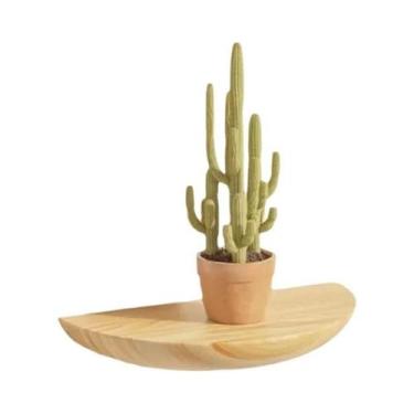 Imagem de Prateleira Flutuante De Madeira Em Forma De Meia Lua Montada Na Parede