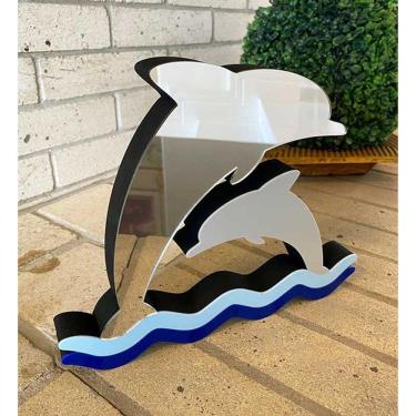 Imagem de Golfinhos 01 Mdf Decoryou Prata Espelhado 20x26cm