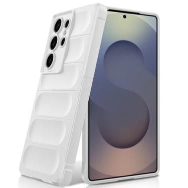 Imagem de BonYonka Capa de silicone para Samsung Galaxy S25 Ultra, forro de microfibra antiarranhões, capa à prova de choque com proteção para câmera, branca