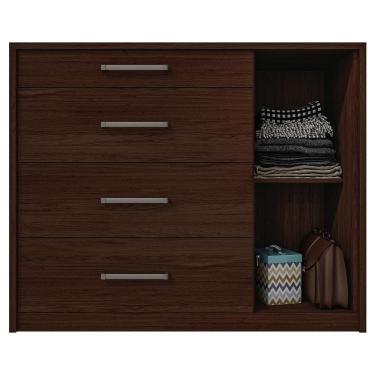 Imagem de Cômoda Sapateira 1 Porta 4 Gavetas Marrom Palacius Caemmun