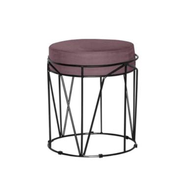 Imagem de Puff Aramado Babu Com Armação Preto Em Tecido Suede Para Sala