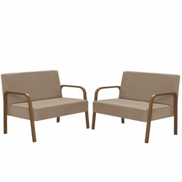 Imagem de Kit 2 Namoradeiras Jade Braço Madeira Cappuccino