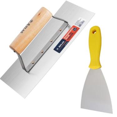 Imagem de Desempenadeira De Aço + Espátula 6Cm Pvc Aço Carbono - Atlas