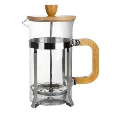 Imagem de Cafeteira Prensa Francesa Vidro 350Ml Com Tampa Alça Bambu - Kadê