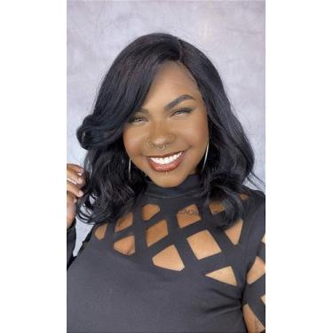 Imagem de Peruca Lace Front Fibra Premium Dilan Preta 1B - 40cm - Cia dos Cabelo