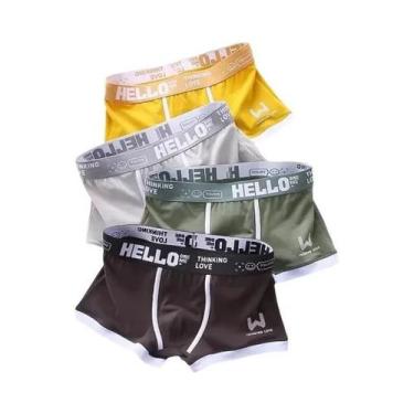 Imagem de Cuecas Boxer Masculinas De Algodão 4 Peças 2024 Confortáveis Respiráve