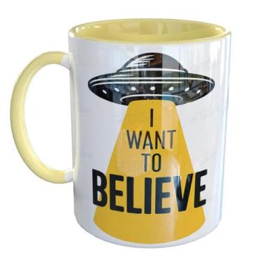 Imagem de Caneca Porcelana Ovni I Want To Believe Ufologia - Pense Canecas, Amar