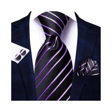 Imagem de Conjunto De Gravata, Abotoaduras E Lenço De Bolso Masculino Para Casam