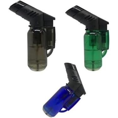 Imagem de Kit 3 Isqueiro Mini Maçarico Acendedor à Gás Recarregável Chama Regulá