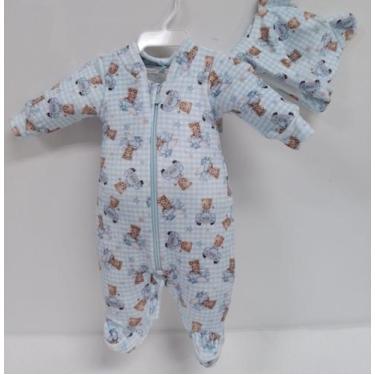 Imagem de Macacão Peluciado + Touca Bebê Menino Inverno LessaKids 9266 - Lessa K