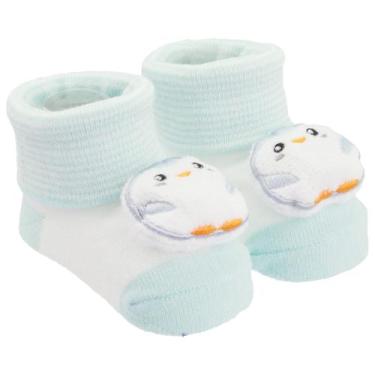 Imagem de Meia Bichinho Bebê com Led RN Masculino - Pimpolho, Verde, Pinguim