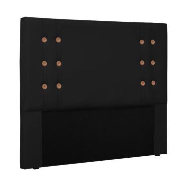 Imagem de Cabeceira Cléo Solteiro 90cm Fixação no Box Estrutura MDF MDP Corino Preto Loja Sheep