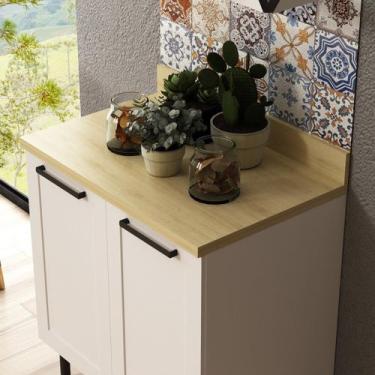 Imagem de Tampo para Balcão 80cm TM1327 MDF Grazi Bege/Carvalho Tropical - Tecno