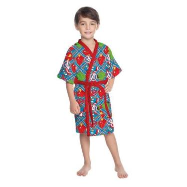 Imagem de Roupão Aveludado Infantil Avengers Vingadores Tamanho G (8 a 10 Anos) 