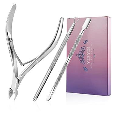 Imagem de Cuticle Trimmer with Cuticle Pusher and Cutter-YINYIN Cuticle Remover Nippers Professional Stainless Steel Cutter Clippers,Pedicure Manicure Tools for Fingernails Toenails(Silver)