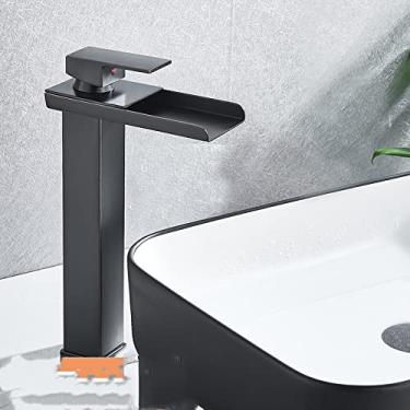 Imagem de Torneira de pia de pia de bacia cromada quadrada e preta, torneira misturadora de banheiro, bico largo, torneira de pia, torneira de água fria quente, bronze preto d, china