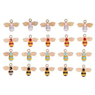 Imagem de Pingentes de charme, 20 pçs pingentes de charme em forma de abelha portátil bonito feito à mão DIY liga de cristal de pingente para colar de joias para fazer brincos