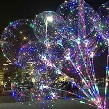 Imagem de Balão Bubble LED Cores (Transparente + LED Colorido e Bastão Rosa)