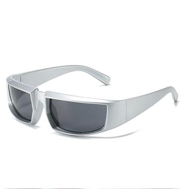 Imagem de Óculos de sol Steampunk para mulheres Óculos de sol ovais espelhados Masculino Vintage Hip Hop Punk Óculos Óculos, 19, tamanho único