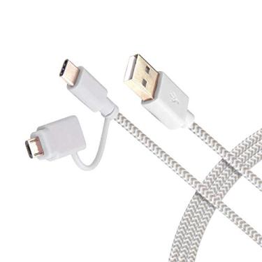 Imagem de Realm Cabo USB-A para USB-C de 1,5 m com adaptador micro USB, branco, (RLMC3WT)