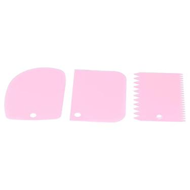 Imagem de Mais suave para bolos, 3 pçs/conjunto Raspador de creme reutilizável conveniente Pequeno seguro para confeitaria de restaurante para ferramenta de cozimento DIY para ferramenta de cozinha para cozinha doméstica (rosa)