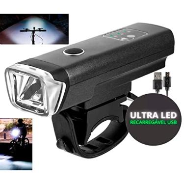 Imagem de Kit Farol dianteiro Inteligente Para Bicicleta Com Sensor de Luz, Lanterna De Bike C/Bateria Recarregavel 2000 mah Sinalizador de 350 Lumens + Suporte Universal E Cabo Micro USB