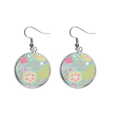 Imagem de Brinco de prata com pingente de folhas verdes para flores e plantas