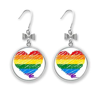 Imagem de Arco-íris Gay Coração LGBT Brincos de laço com gancho perfurado