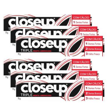 Imagem de Kit Creme Dental com flúor Closeup Triple Menta Americana 70g - 6 Unidades