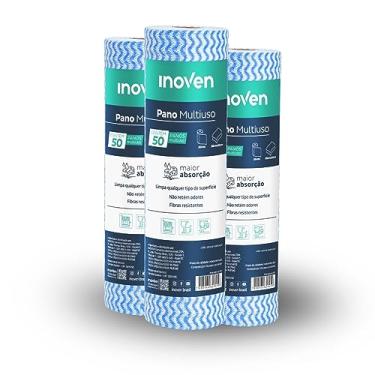 Imagem de Pano Multiuso Bobina Perfex 28cm X 25metros - 3 Rolos c/ 50 Unidades - Azul - Rolo de Limpeza Lavável e Reutilizável INOVEN