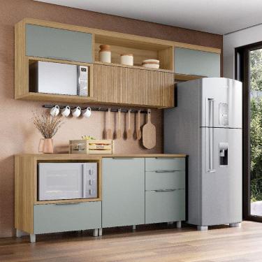 Imagem de Cozinha 5 Peças 4 Portas 4 Gavetas Ripado Marquesa 100 MDF