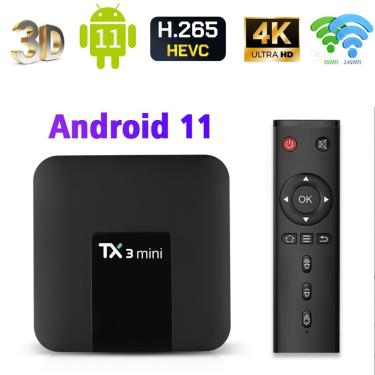Imagem de Tx3mini smart tv box android 11.0 2023 UHD HDR10 4K H.265 Amlogic S905 5G WIFi iptv Set- top box