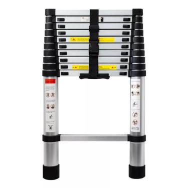 Imagem de Escada Telescópica Portátil Inox 11 Degraus Multifuncional 3,2Mts