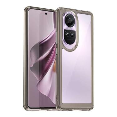 Imagem de Capa para Oppo Reno10 Pro, botão de pressão flexível, capa transparente, anti-impressões digitais. Proteção total de 360° - preta (transparente)