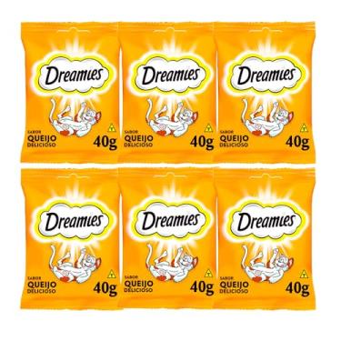 Imagem de Kit 6 Petisco Dreamies para Gatos Adultos Queijo 40g