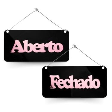 Imagem de Placa Acrílica Frente Verso Aberto Fechado Ventosa Preto (Preto e Rosa)