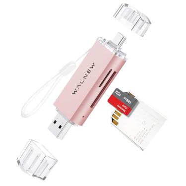 Imagem de Leitor de cartão SD/Micro-SD, WALNEW USB 3.0 e adaptador de cartão de memória USB-C para SD/TF para Mac, MacBook, computador/PC, laptop, iPad, telefone Android Samsung Galaxy, suporte UHS-I SDHC/SDXC/MicroSDHC/MicroSDHC/MicroSDXC