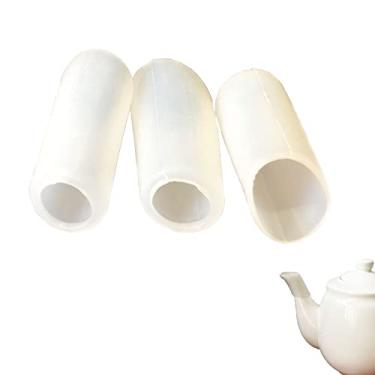 Imagem de Tampa de silicone para bule de chá, bule de chá, à prova de gotejamento, protetores de bico de bule de chá e protetor de bico de bule de chá à prova de vazamento, 3 peças, branco (longo)
