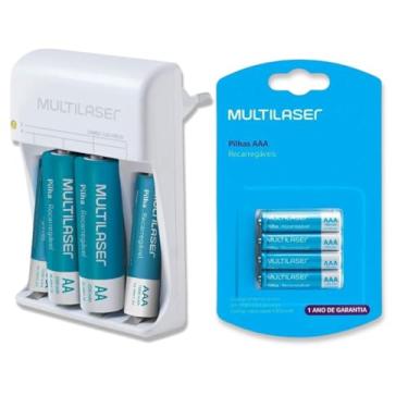 Imagem de Carregador de Pilha AA/AAA Multi + 8 Pilhas Recarregaveis AA + 2 e AAA + 6