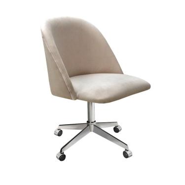 Imagem de Poltrona Decorativa Gaia Giratória com Rodízio para Sala, Quarto, Recepção Cinza Capuccino