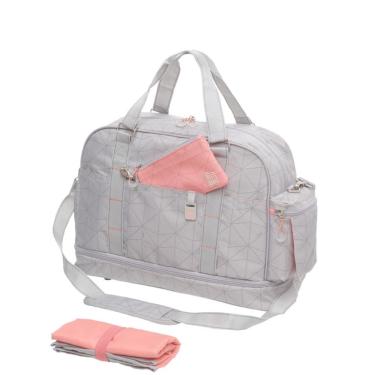 Imagem de Mala Bolsa Maternidade Koii Bebê Menino Menina Tamanho Grande Cinza Reforçada Impermeáv...