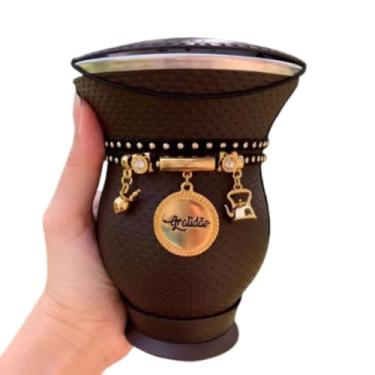 Imagem de Kit Chimarrão: Cuia de Porongo Revestida, Pulseira/Choker - Diversas Cores (Café)