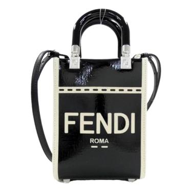 Imagem de FENDI Bolsa tiracolo FF Mini Bag Shopper de couro e lona preta 8BS051, Azul, Small