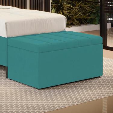 Imagem de Calçadeira Baú Navi 90 Sued Aradecor, Azul Turquesa, 90X46X45