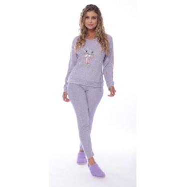 Imagem de Pijama De Inverno Feminino Plush Classic Adulto Frio - VICTORY, Lilás,