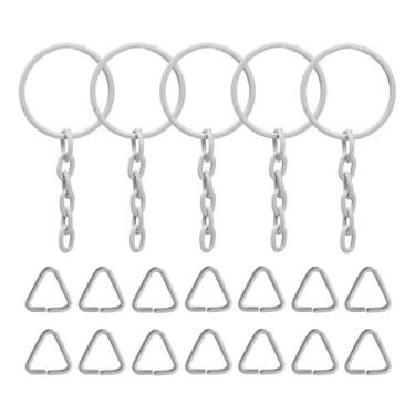 Imagem de Argolas + Triângulo Para Chaveiro 23mm Com Corrente 5 Elos 1000 Unidad