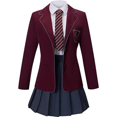 Imagem de Cos-Animefly Womens Movie Cosplay Agatha Trunchbull Costume Movie the Musical Jacket Dress Red Suit JK Skirt