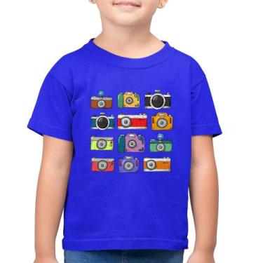 Imagem de Camiseta Algodão Infantil Câmeras Retrô - Foca na Moda, Azul royal, 2